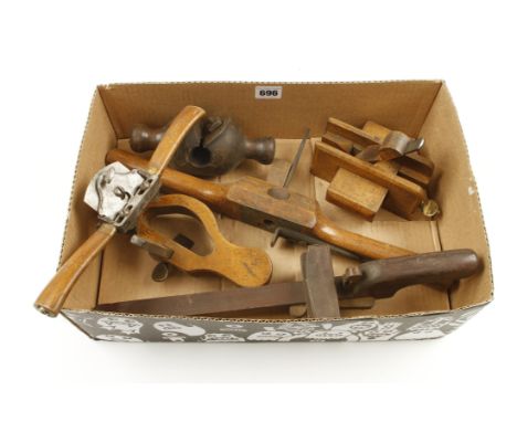 Six wood shaves, planes and other tools G 
