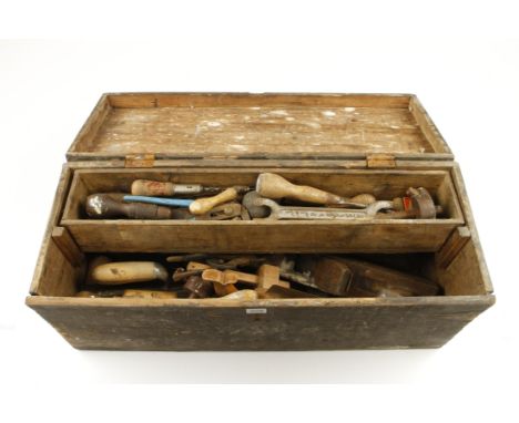 A pine chest with a few tools G-
