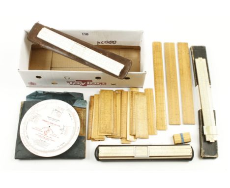 Various boxwood scale rules and three plastic slide rules G 