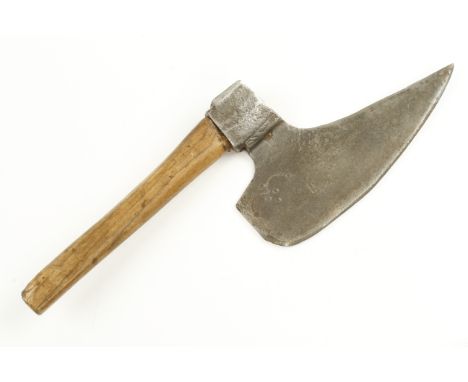 An early Austrian cooper's R/H side axe with smith's mark and other decoration with 11" edge G