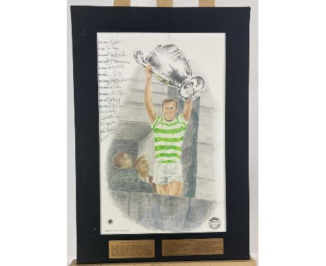 CELTIC F.C. & LISBON LIONS INTEREST, SIGNED ORIGINAL WORK OF ART, MAGGIE DALY, 1992  pencil on paper, depicting Billy 'Ceaser