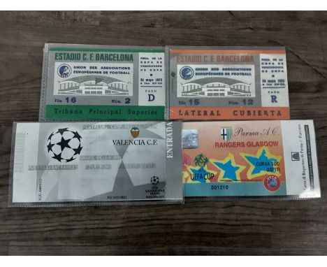RANGERS F.C., COLLECTION OF TICKETS, CIRCA 1960s ONWARDS including one 1972 ECWC final ticket (another copy), and further Eur