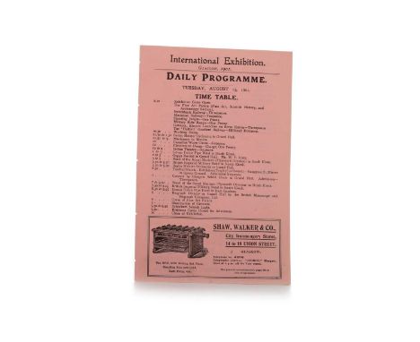 RANGERS F.C. INTEREST, 1901 INTERNATIONAL EXHIBITION DAILY PROGRAMME, 13TH AUGUST 1901  with details for Exhibition Trophy 1s