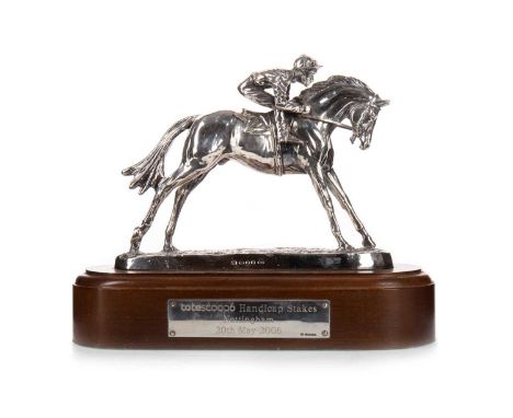 NOTTINGHAM TOTESCOOP6 HANDICAP STAKES, SILVER HORSE RACING TROPHY, 20TH MAY 2006 by R. Donaldson, signed, modelled as a horse
