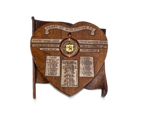 J. HARVEY (TRAINER)  OF HEART OF MIDLOTHIAN, SCOTTISH FOOTBALL LEAGUE WINNERS GOLD MEDAL 1957/58 the obverse with central shi
