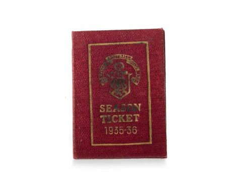 RANGERS F.C., SEASON TICKET, 1935/36 No. 26 ... BETTY SINCLAIR ... 4 Copland Rd. GLASGOW S.W.1, gilt tooled rexine boards