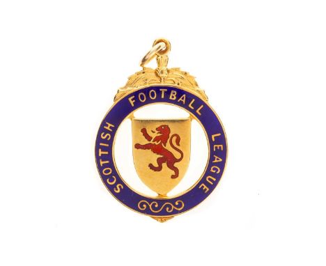 JIM BAXTER OF RANGERS F.C., SCOTTISH LEAGUE CUP WINNERS GOLD MEDAL, 26TH OCTOBER 1963  the obverse with central shield shaped