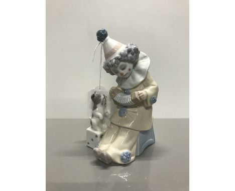 LLADRO CLOWN WITH DOG