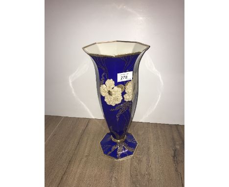 ART NOUVEAU TALL BLUE GILDED ROSENTHAL VASE