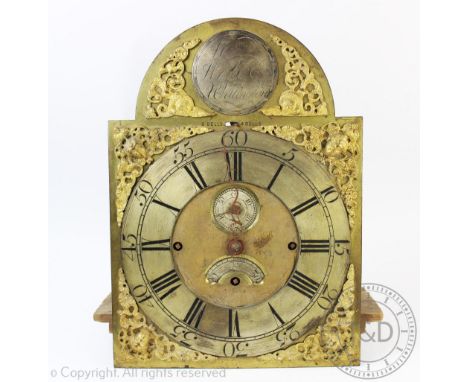 An early 19th century chiming eight day clock movement, with Roman numeral chapter ring with seconds dial and date aperture, 