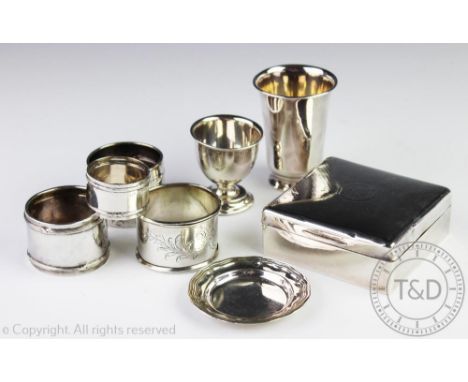 A selection of English and continental small silver wares, comprising, a set of coffee spoons, Mappin & Webb, London 1958, an