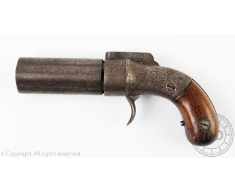 A mid 19th century Allens Patent percussion cap pepper box revolver, five shot, the hammer dated 1845, 16.5cm. The item(s) wi