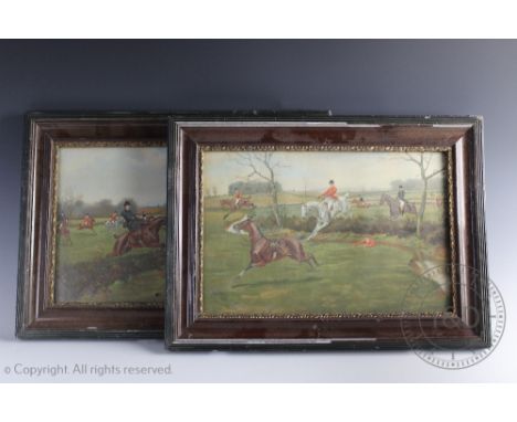 After G D Rowlandson, Pair of Hunting prints, Each framed and glazed, 35cm x 48cm overall, With a set of four prints of mollu