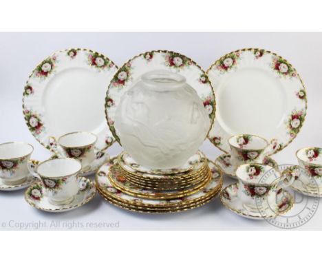 A Royal Albert Celebration pattern thirty piece part tea and dinner service, with two Royal Albert Old Country Roses garden p