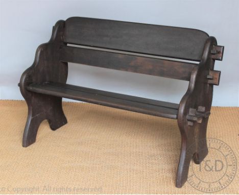 A garden bench made from Iroko wood by Branson of Ramsbury, 79cm H x 122cm W