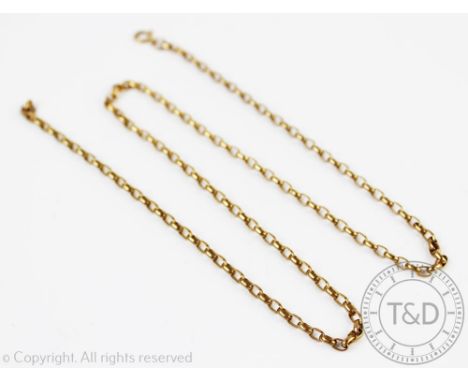 A 9ct yellow gold belcher link chain, with attached bolt ring clasp, gross weight 8.8gms, 50.5cm long overall 