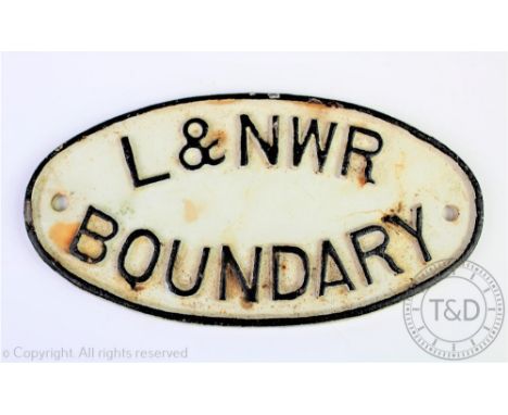 A replica LNER style cast iron railway sign, 'Any person who omits to shut and fasten this gate is liable to a penalty not ex