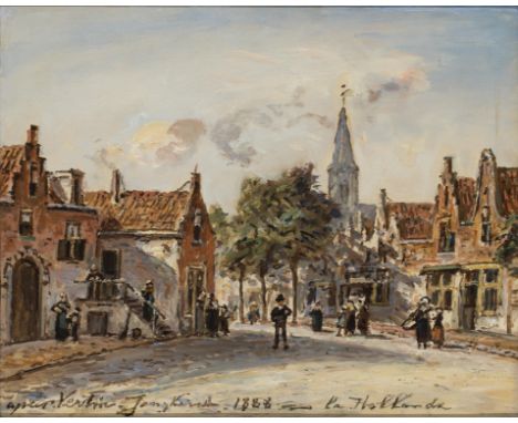 Johan Barthold Jongkind (1819-1891) Dorpsgezicht naar Vertin paneel, gesign. m.o., 1888, herkomst: Sotheby's Amsterdam, Stein