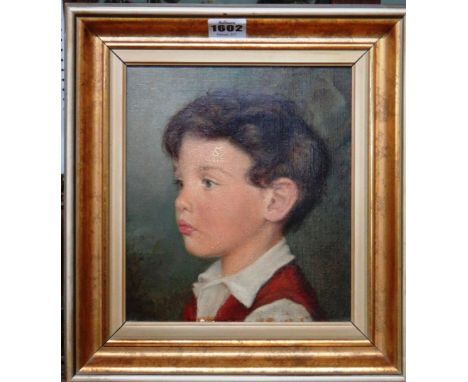 M** St*** (eatrly 20th century), Portrait of a young boy, oil on canvas, indistinctly signed, 22cm x 19cm.