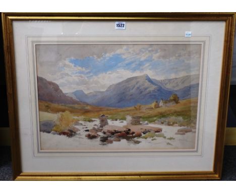 Harry Sutton Palmer (1854-1933), Highland landscape, unfinished watercolour sketch, over pencil, 36cm x 52.5cm.Property from 