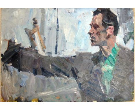 Attributed to Yuri Aleksandrovich Savinov (d.1997), A group of five portrait and figurative studies, oil on board, one with a