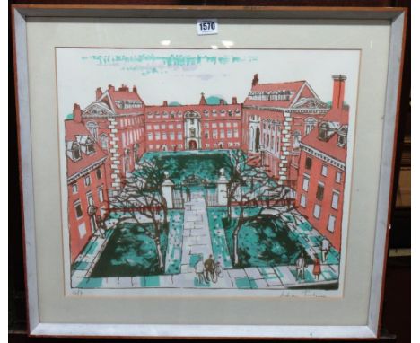 Julian Trevelyan (1910-1988), Courtyard, colour lithograph, signed and numbered 12/70 in pencil, 41cm x 47cm. DDS