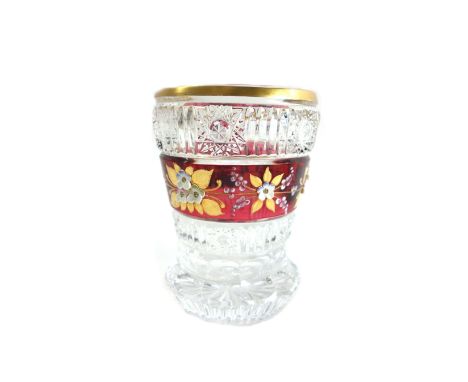 A Bohemian amber and foliate engraved decanter and stopper, 20th century, a modern Lalique swan moulded ring dish, 10cm diame