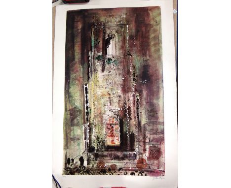 John Piper (1903-1992),  Church Tower, colour lithograph, signed and inscribed Artists Proof, unframed, 76cm x 44.5cm. DDS