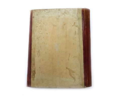OTTOMAN EMPIRE - Arabic Manuscript, with a few marginal diagrams on approx. 260pp. of an old half leather & cloth notebook, b