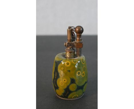 An early 20th century Tiffany &amp; Co, Paris polished stone table lighter, with monogram to the collar, stamped maker's mark