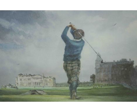 After Robert Wade (Australian b.1930), The Last Drive St Andrews, limited edition golfing print, pencil signed lower right, C