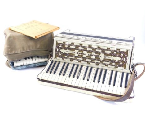 A mid 20thC Scandalli piano accordion, with bank of six buttons, and a further smaller piano accordion. (2)