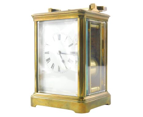A large early 20thC carriage clock, marked HW Payne, Poly CCV United Kingdom Crystal Palace 1901, in a five glass case with R
