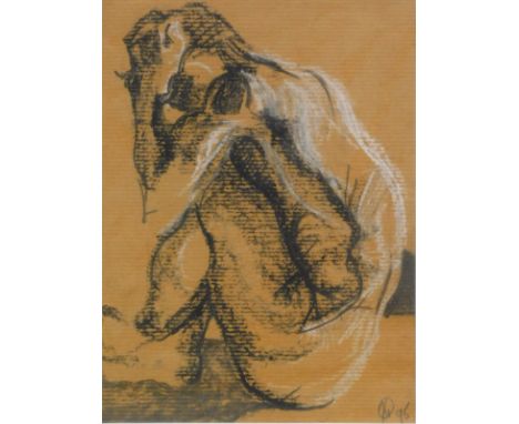 •Kevin Wallhead (20thC). Self portrait, chalk and charcoal, signed and dated (19)95, 23cm x 17cm.