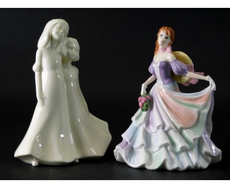 A Royal Worcester Moments figure Friendship, printed marks beneath, 19cm high, and another Sentiments Picked Especially For Y