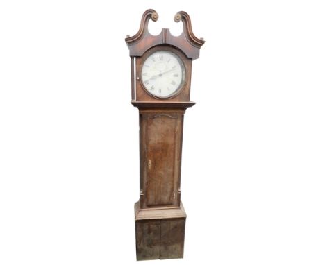 Condliff, Sheffield. A 19thC longcase clock, with a circular painted dial with Roman Numerals, with 30 hour movement in oak a