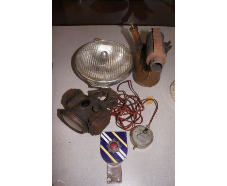 Vintage lamp, car badge &amp; others 