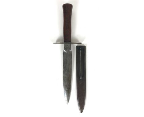 French WW1 Combat Trench Fighting Knife  This example with a double edged blade narrowing at the fuller and marked â€œAstier-