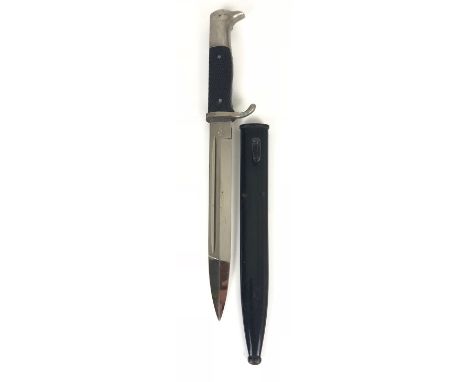 German Third Reich Army parade bayonet by Anton Wingen Jr, Solingen. Good example with plated single edged 195 mm blade with 