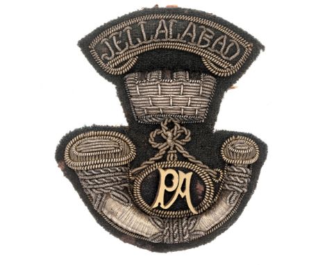 Somerset Light Infantry Victorian Officer's bullion forage cap badge circa 1881-97.  Fine scarce gold wire embroidered exampl