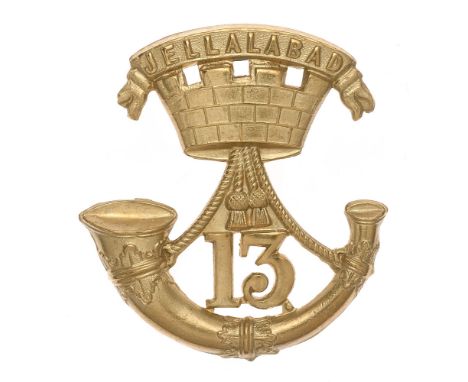 13th (Somersetshire) Regiment of Foot Victorian glengarry badge circa 1874-81.  Good scarce die-stamped brass bugle strung fo