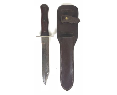 WW2 British Far East Combat Bowie Fighting Knife Personalised.  This example with a 7 inch Bowie blade, the forte with crude 