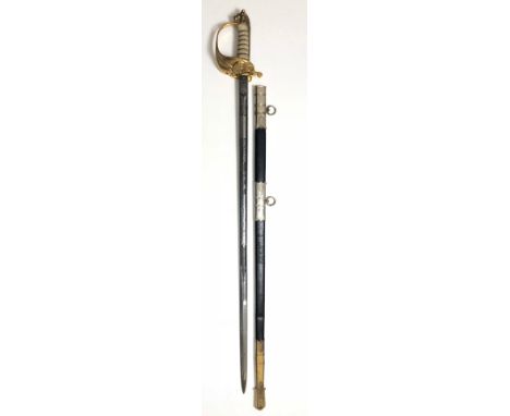 Royal Navy Elizabeth II Officerâ€™s sword by Wilkinson of London.   A good example, the blade etched with a Crowned EIIR cyph