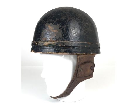 WW2 British Army 1st Pattern Despatch Riders Helmet.  A scarce example of the 1st pattern helmet the skull with a black paint