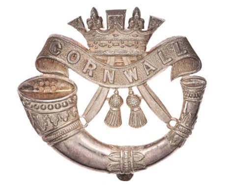 Duke of Cornwallâ€™s Light Infantry, WW1 DCLI Officer's 1918 HM silver cap badge.  Fine Birmingham hallmarked die-cast strung