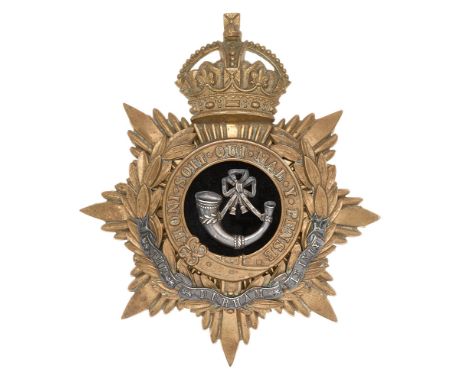 Durham Light Infantry DLI Officer's helmet plate badge circa 1901-14.  Good scarce gilt crowned star mounted with Garter and 