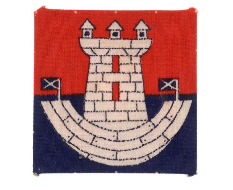 Scottish. 84th AGRA (Army Group Royal Artillery) cloth formation sign badge circa 1947-50.  Good scarce example. White tower,