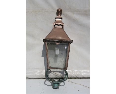 Painted metal street lamp lantern, of square tapering form, 105 cm high 