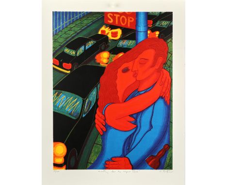 Christopher Battye (British, b. 1942), 'Waiting for the Night Bus', lithograph in colours, signed in pencil lower right, titl
