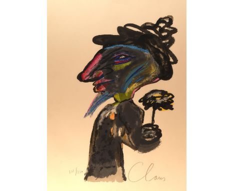 Hugo Claus (1929  2008)  'Clown', colour lithograph, signed lower right and numbered 232/250 lower left, 74 x 53cm. Framed an